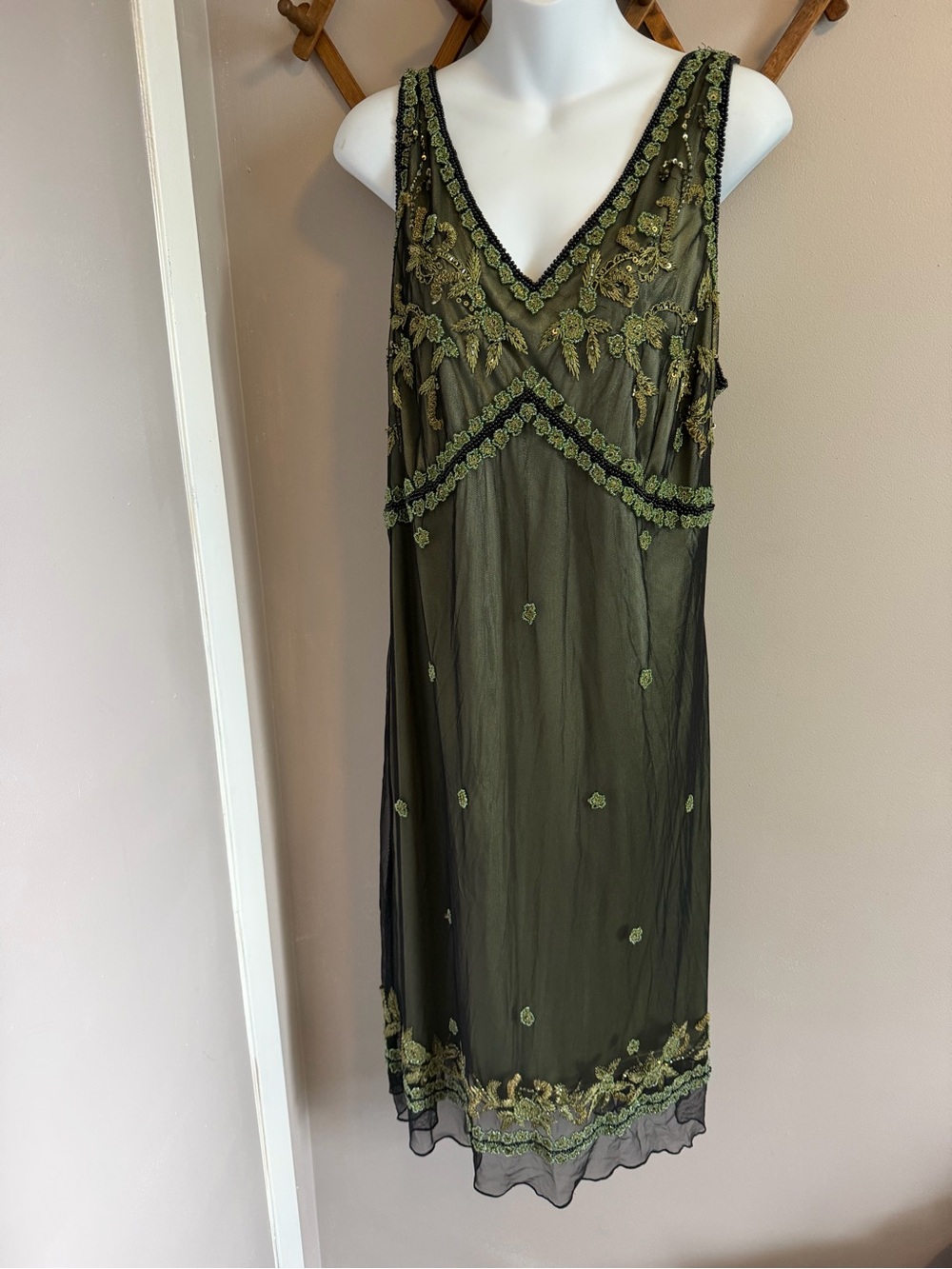 Laura Plus Green Beaded Sequin Mesh Flapper vintage  Dress 20W